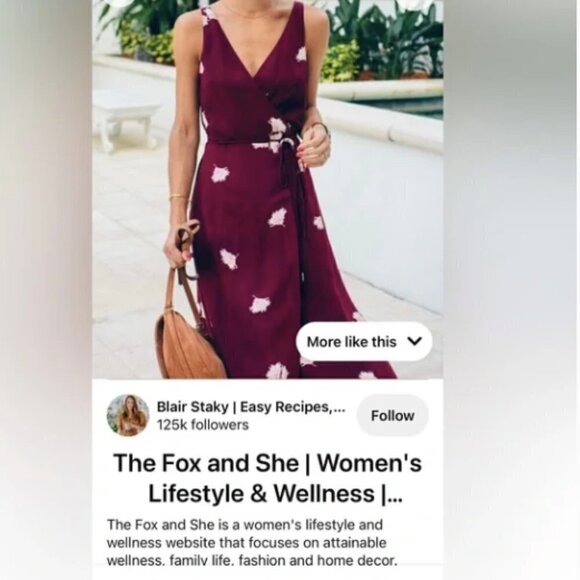 Ann Taylor Summer Blossom Oxblood Maroon Midi Tie Wrap Dress 2P - Picture 13 of 14